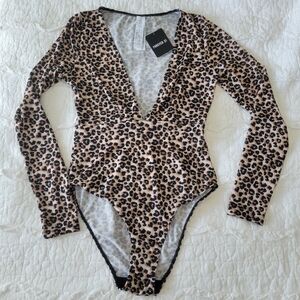 Leopard Print Long Sleeve Bodysuit